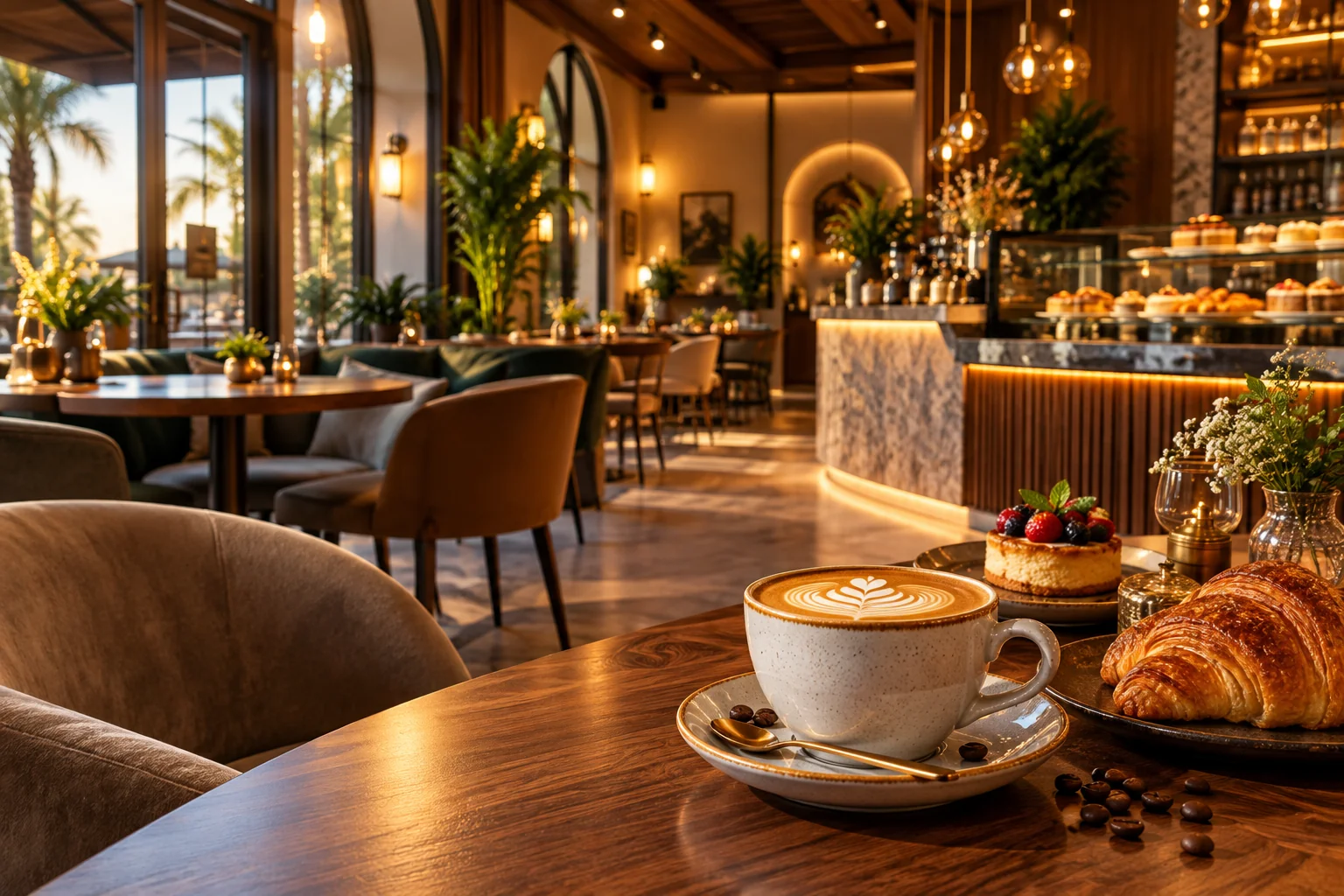 Warm café atmosphere
